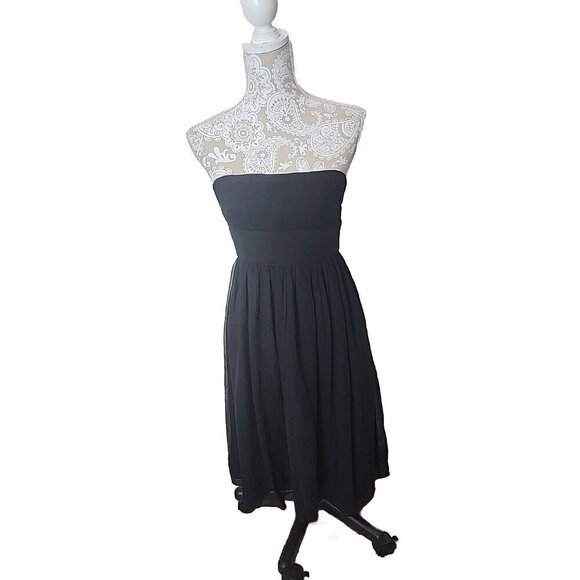 J. Crew Silk Dress Formal Emily Black Back Zip Strapless Lined Chiffon Women's 4 - Picture 1 of 8